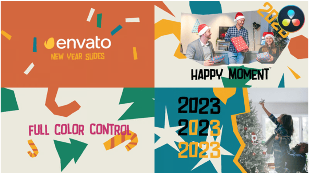 New Year 2025 Typography Slides  | Free Templates for Davinci Resolve