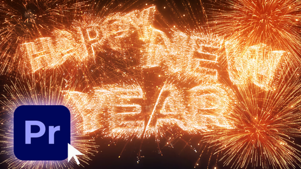 Happy New Year fireworks logo template | Free Template for Premiere Pro -