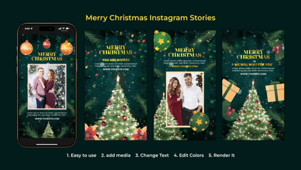 Merry Christmas Instagram stories, Opener | Free Template for After Effects