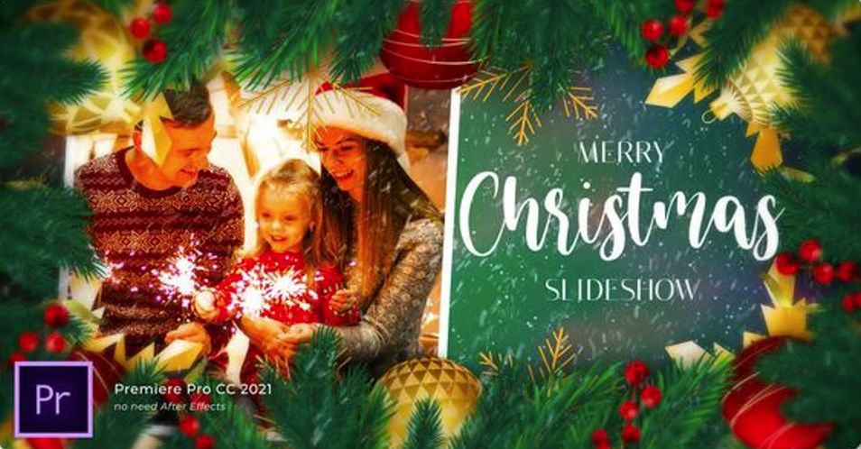 Video Congratulations Merry Christmas - Slideshow | Free Template for Premiere Pro -