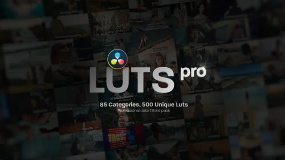Professional Color Grading Pack with 500 LUTs | Free for Davinci Resolve