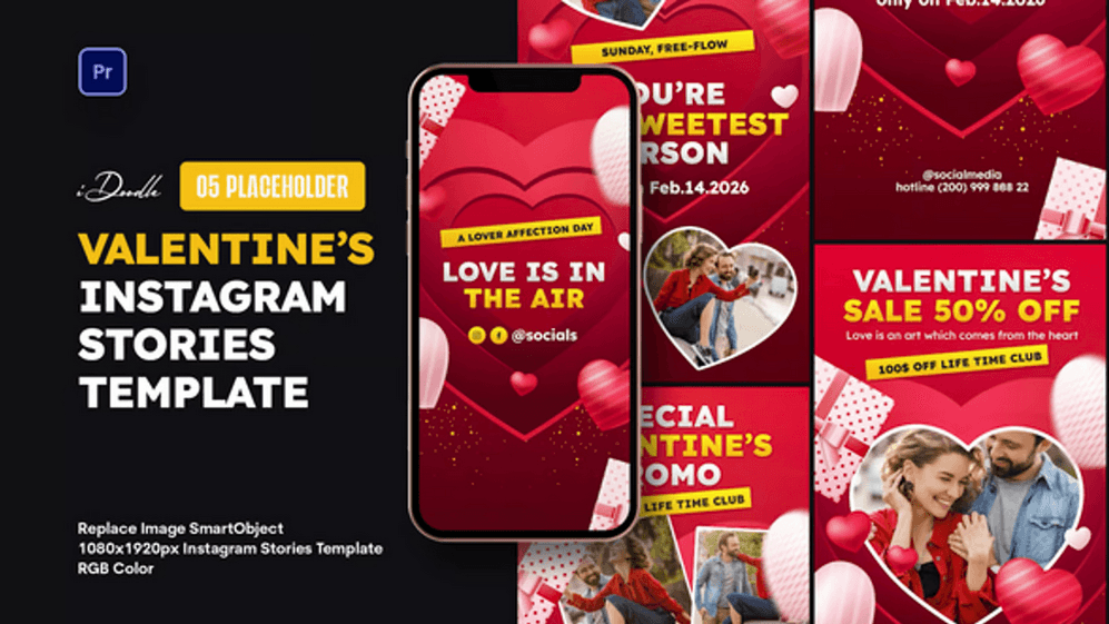 Happy Valentines Day | MOGRT | Free Transitions for Premiere Pro –