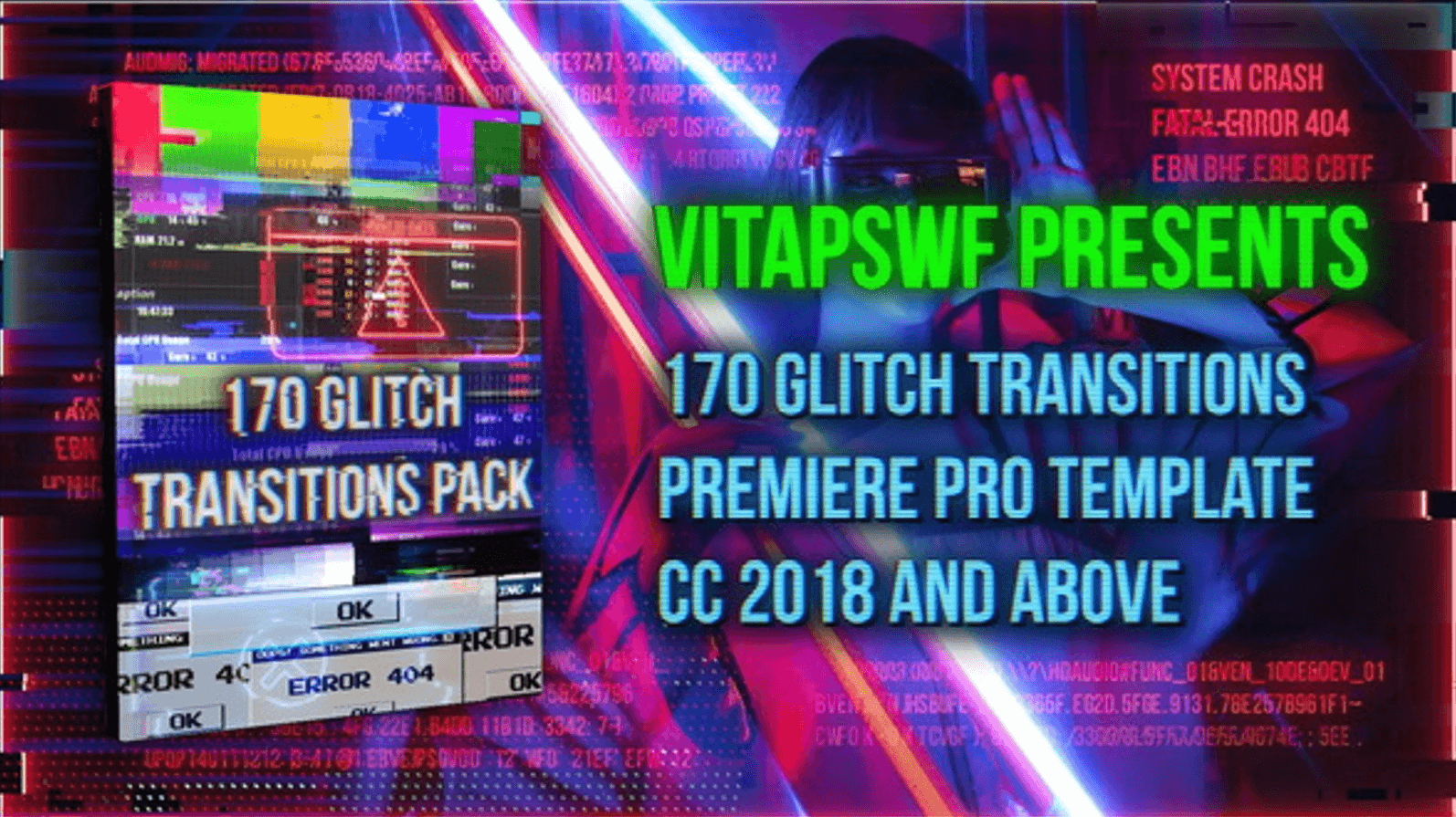170 Glitch Transitions Pack |Free for Premiere Pro
